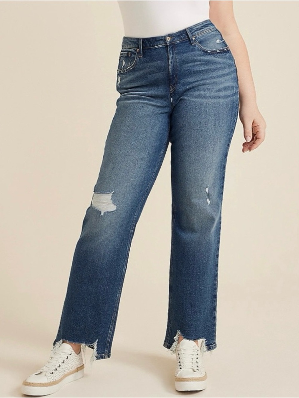 Maurices Edgely Super High Rise Relaxed Straight Ripped Jeans